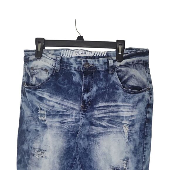 R GSTR Acid Wash Jeans Mens (Actual 33x30) Stretch Distressed Grunge Streetwear - Picture 3 of 13